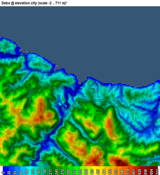 Zoom OUT 2x Deba, Spain elevation map