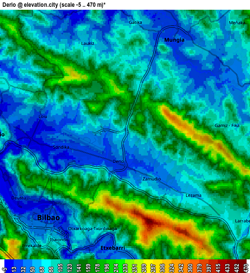 Zoom OUT 2x Derio, Spain elevation map