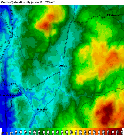 Zoom OUT 2x Cuntis, Spain elevation map