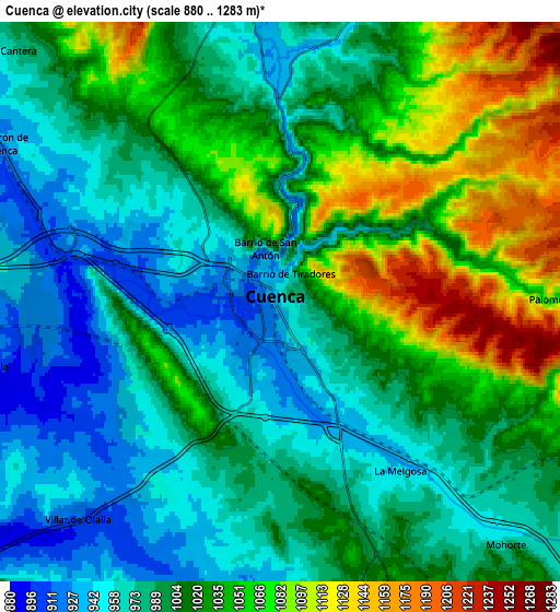 Zoom OUT 2x Cuenca, Spain elevation map