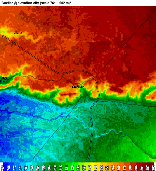 Zoom OUT 2x Cuéllar, Spain elevation map