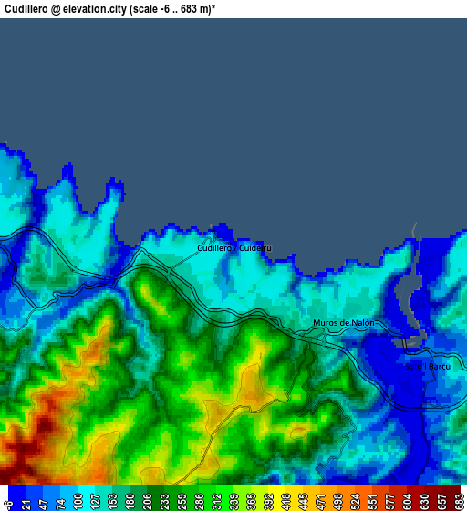 Zoom OUT 2x Cudillero, Spain elevation map