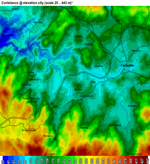 Zoom OUT 2x Coristanco, Spain elevation map