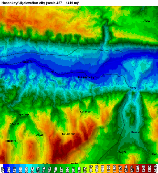 Zoom OUT 2x Hasankeyf, Turkey elevation map