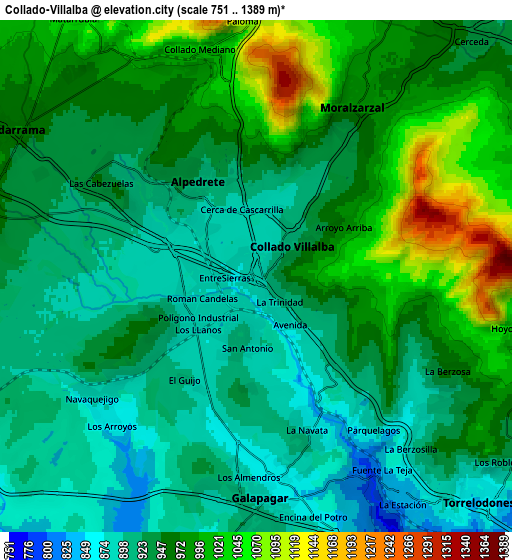 Zoom OUT 2x Collado-Villalba, Spain elevation map