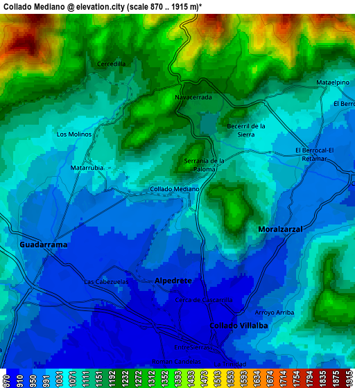 Zoom OUT 2x Collado Mediano, Spain elevation map