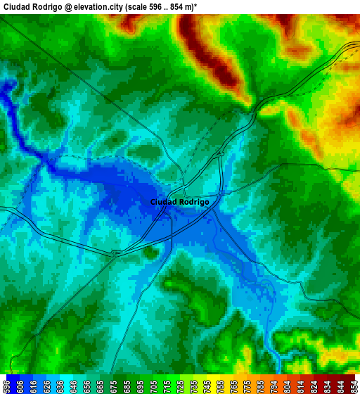 Zoom OUT 2x Ciudad Rodrigo, Spain elevation map