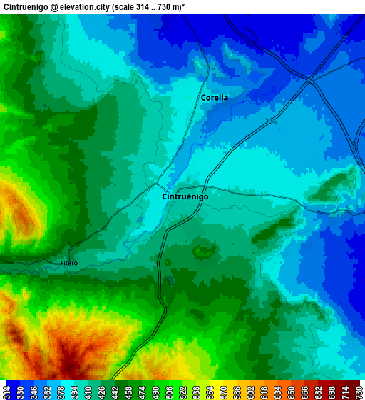 Zoom OUT 2x Cintruénigo, Spain elevation map