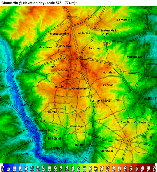 Zoom OUT 2x Chamartín, Spain elevation map