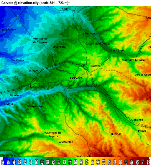 Zoom OUT 2x Cervera, Spain elevation map