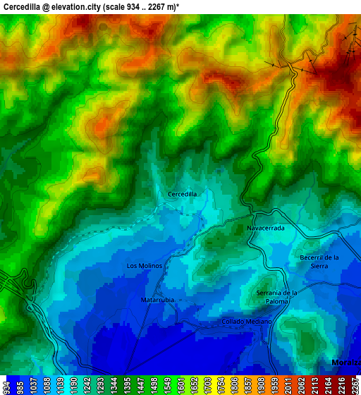 Zoom OUT 2x Cercedilla, Spain elevation map