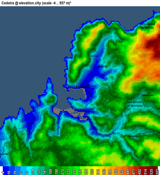 Zoom OUT 2x Cedeira, Spain elevation map