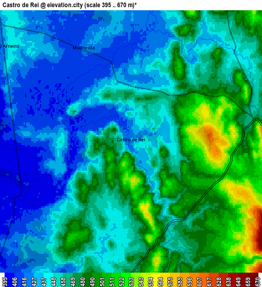 Zoom OUT 2x Castro de Rei, Spain elevation map