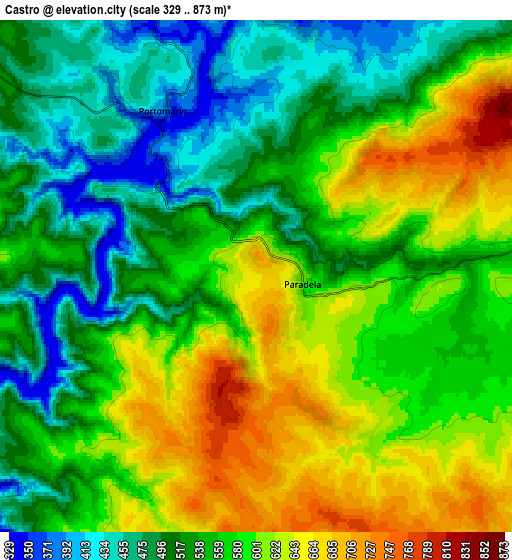 Zoom OUT 2x Castro, Spain elevation map