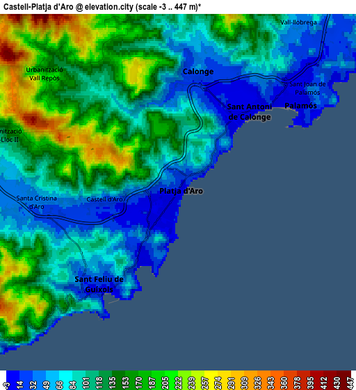 Zoom OUT 2x Castell-Platja d'Aro, Spain elevation map