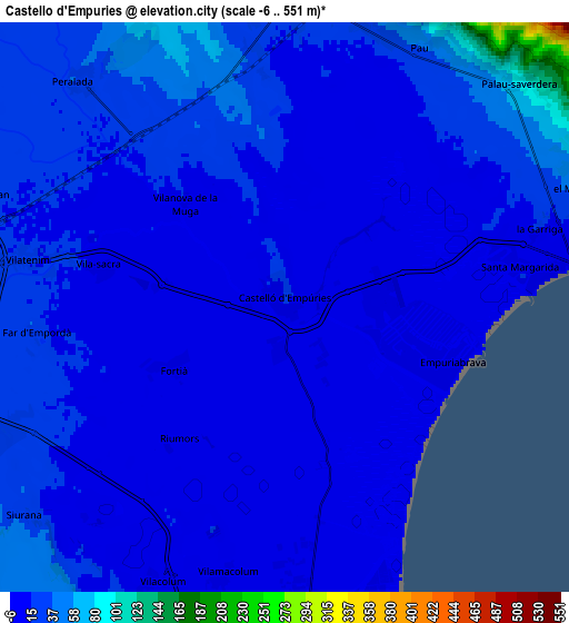 Zoom OUT 2x Castelló d'Empúries, Spain elevation map