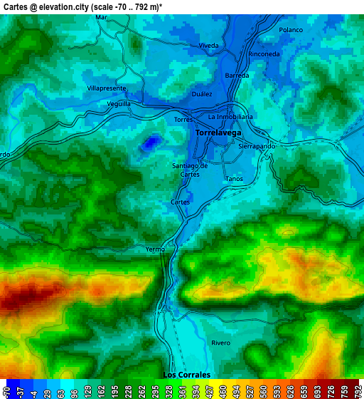 Zoom OUT 2x Cartes, Spain elevation map