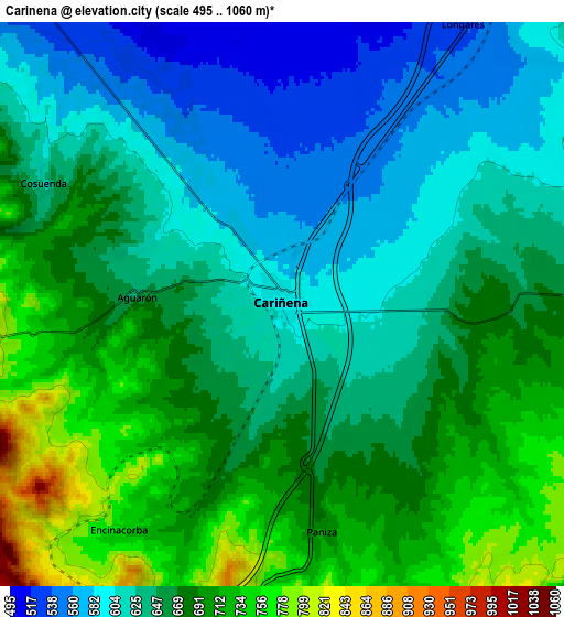 Zoom OUT 2x Cariñena, Spain elevation map