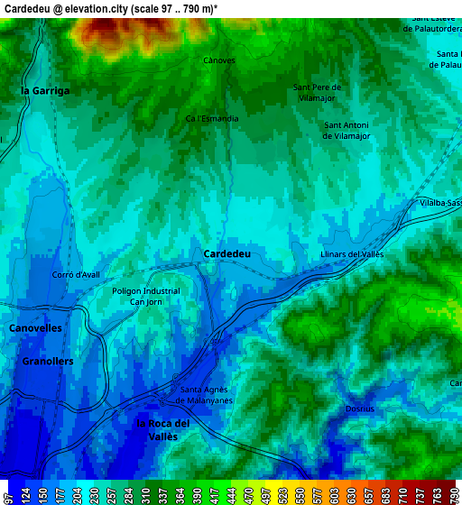 Zoom OUT 2x Cardedeu, Spain elevation map