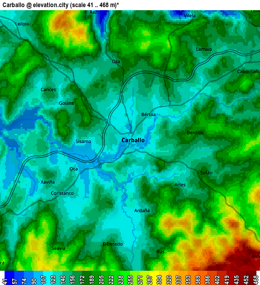 Zoom OUT 2x Carballo, Spain elevation map