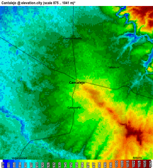 Zoom OUT 2x Cantalejo, Spain elevation map