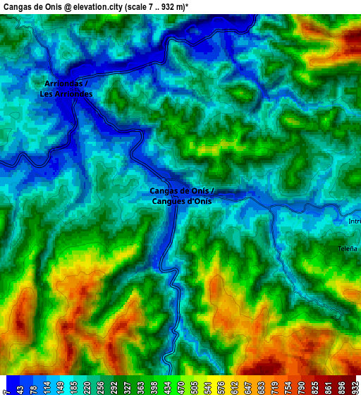 Zoom OUT 2x Cangas de Onís, Spain elevation map