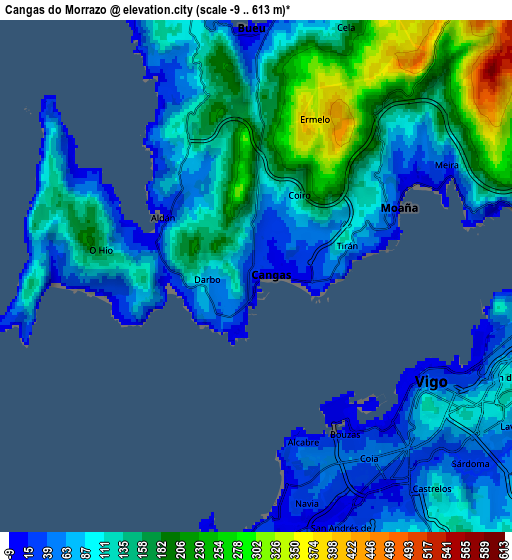 Zoom OUT 2x Cangas do Morrazo, Spain elevation map