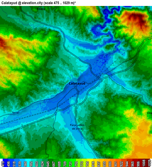 Zoom OUT 2x Calatayud, Spain elevation map