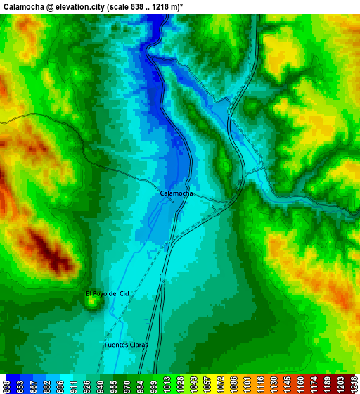 Zoom OUT 2x Calamocha, Spain elevation map