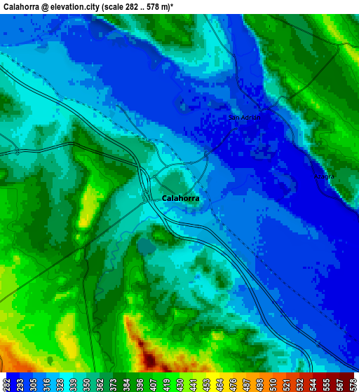 Zoom OUT 2x Calahorra, Spain elevation map