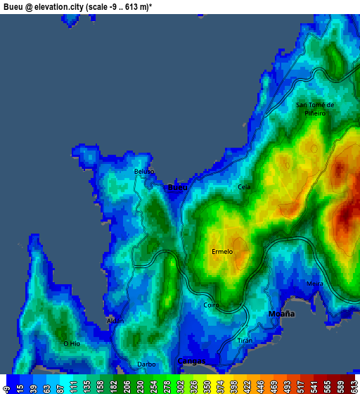 Zoom OUT 2x Bueu, Spain elevation map