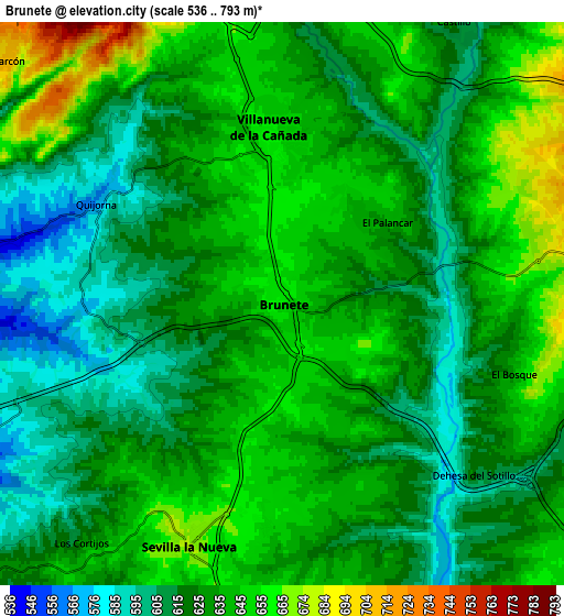 Zoom OUT 2x Brunete, Spain elevation map