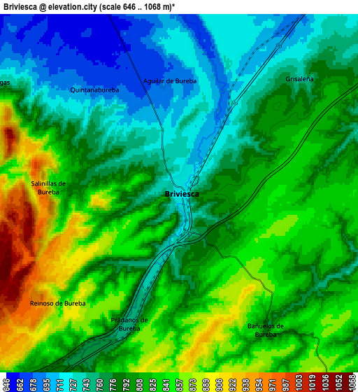 Zoom OUT 2x Briviesca, Spain elevation map