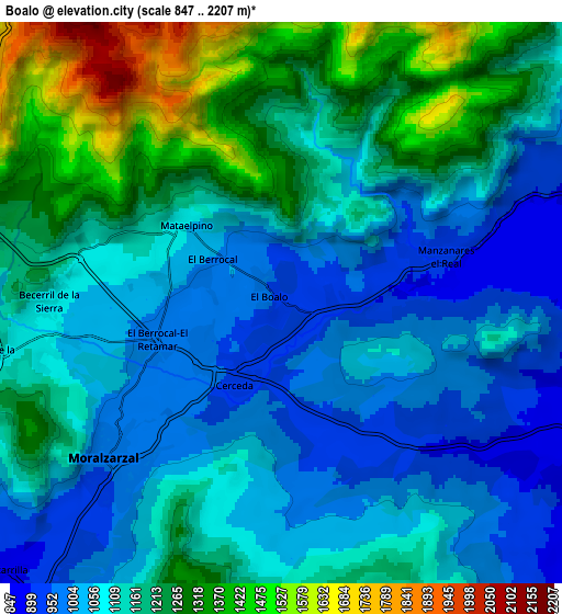 Zoom OUT 2x Boalo, Spain elevation map