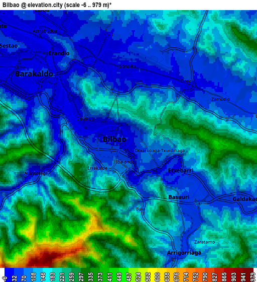 Zoom OUT 2x Bilbao, Spain elevation map