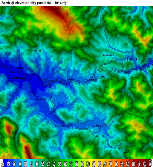 Zoom OUT 2x Berriz, Spain elevation map