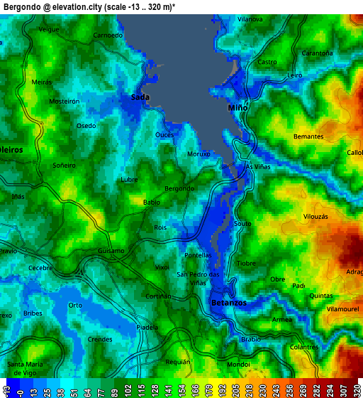 Zoom OUT 2x Bergondo, Spain elevation map
