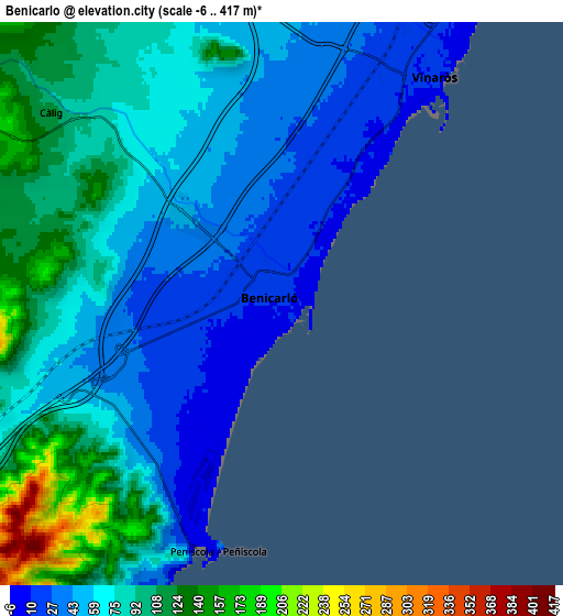 Zoom OUT 2x Benicarló, Spain elevation map