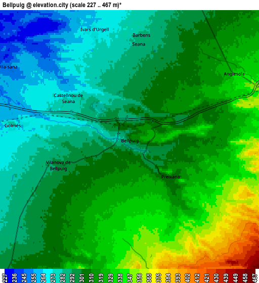 Zoom OUT 2x Bellpuig, Spain elevation map