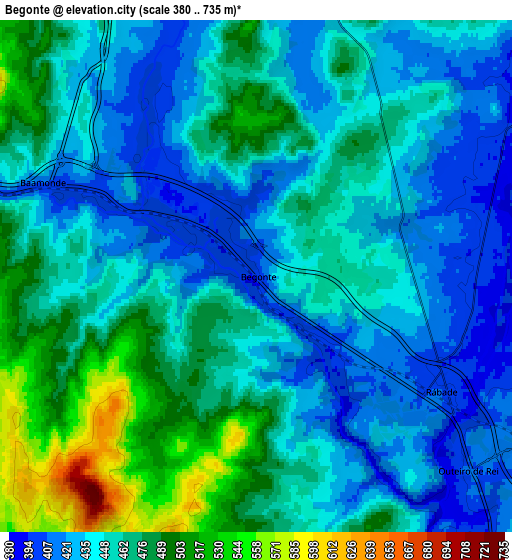 Zoom OUT 2x Begonte, Spain elevation map