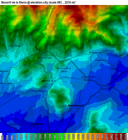 Zoom OUT 2x Becerril de la Sierra, Spain elevation map