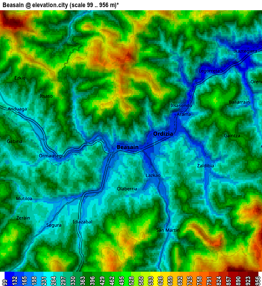 Zoom OUT 2x Beasain, Spain elevation map