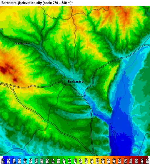 Zoom OUT 2x Barbastro, Spain elevation map