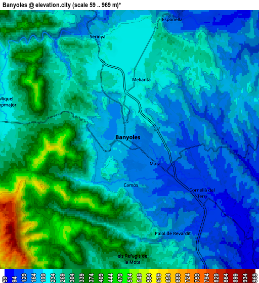 Zoom OUT 2x Banyoles, Spain elevation map