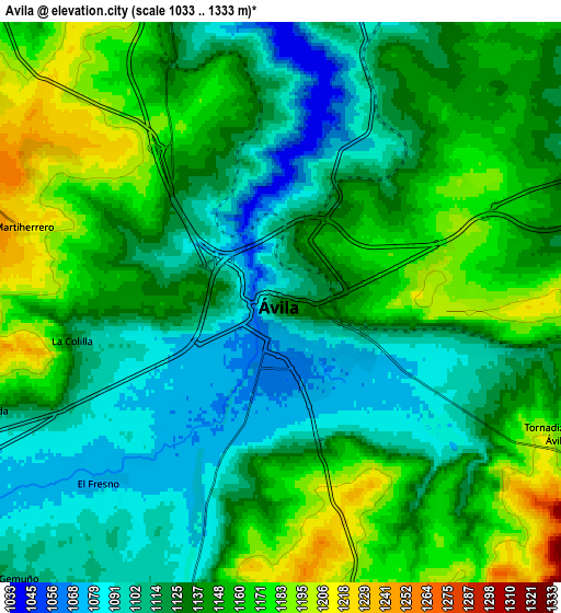 Zoom OUT 2x Ávila, Spain elevation map