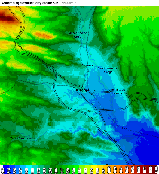 Zoom OUT 2x Astorga, Spain elevation map