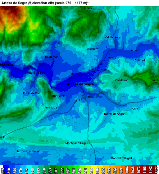 Zoom OUT 2x Artesa de Segre, Spain elevation map