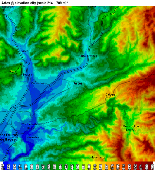 Zoom OUT 2x Artés, Spain elevation map