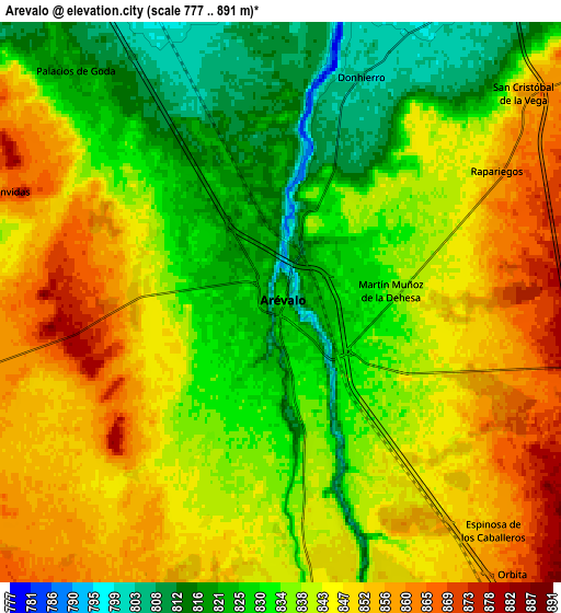 Zoom OUT 2x Arévalo, Spain elevation map