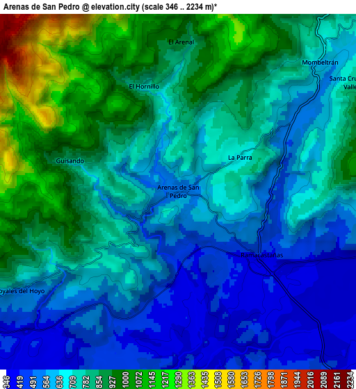 Zoom OUT 2x Arenas de San Pedro, Spain elevation map